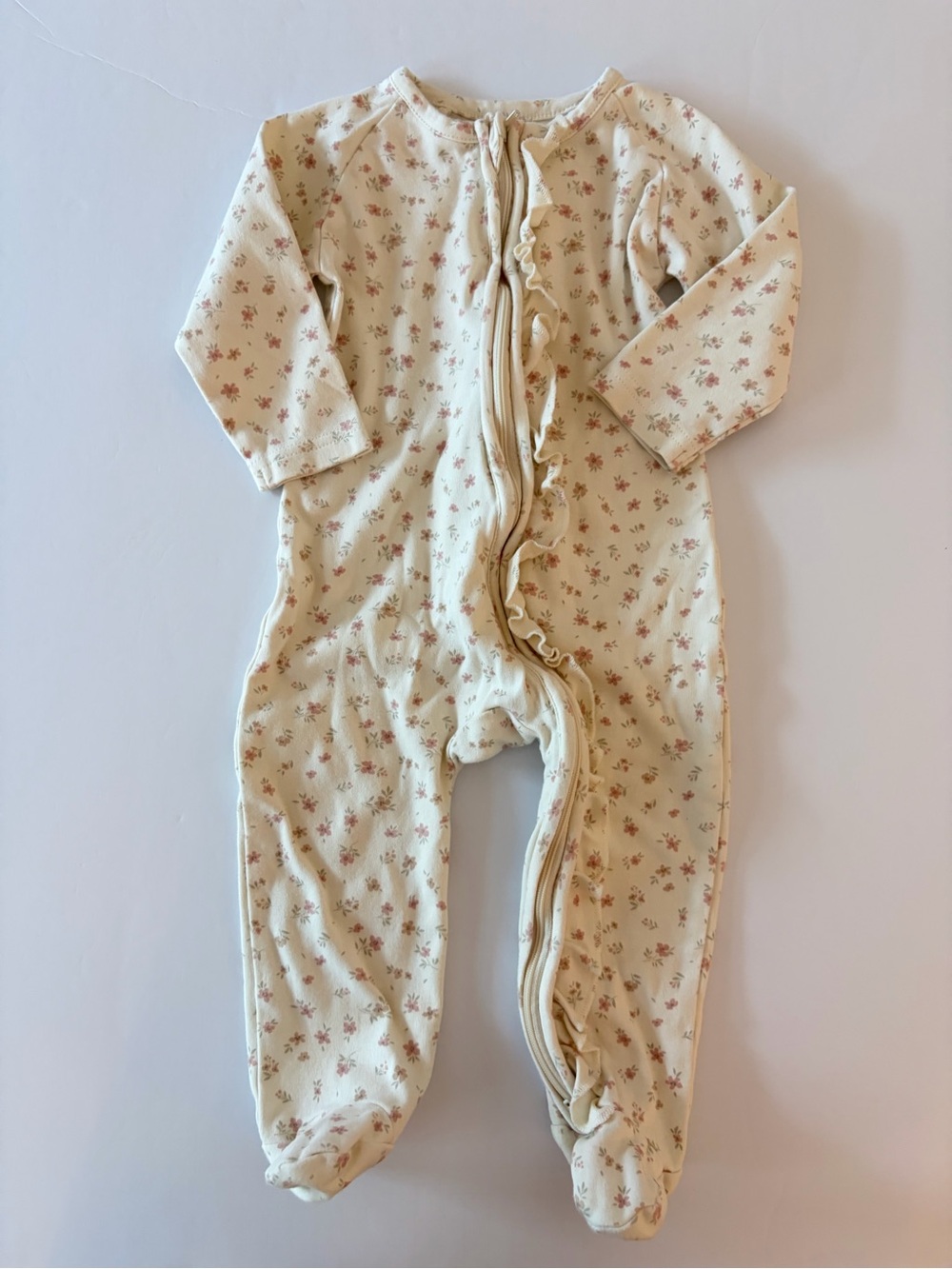 Jamie Kay Floral Print Organic Cotton Footed Zippy One Piece Size 1Y